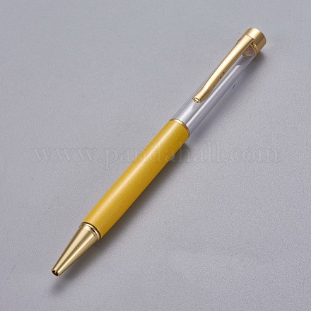 創造的な空のチューブボールペン  内側に黒のインクペンを詰め替えます  DIYキラキラエポキシ樹脂クリスタルボールペンハーバリウムペン作り用  ゴールドカラー  ゴールデンロッド  140x10mm AJEW-L076-A31-1