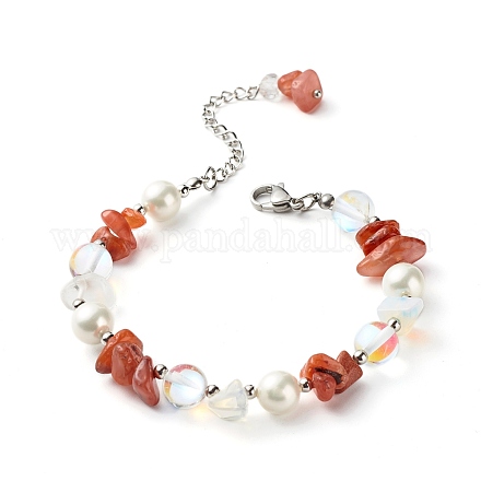 Bracelet en perles d'agate naturelle pour fille femme BJEW-TA00019-01-1