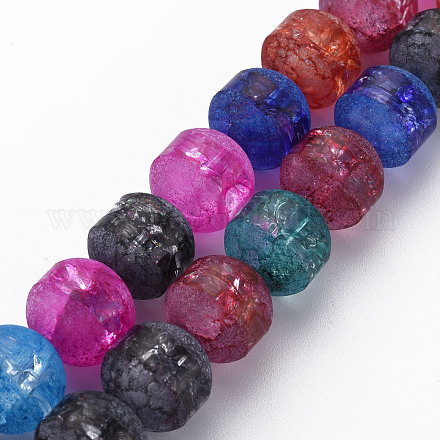 Transparent Crackle Glass Beads Strands FGLA-T004-02-1