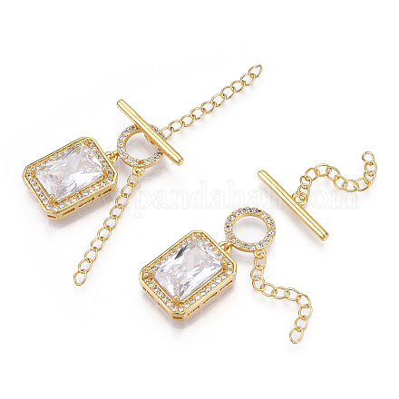 Brass Micro Pave Clear Cubic Zirconia Chain Extender KK-R133-056-NF-1