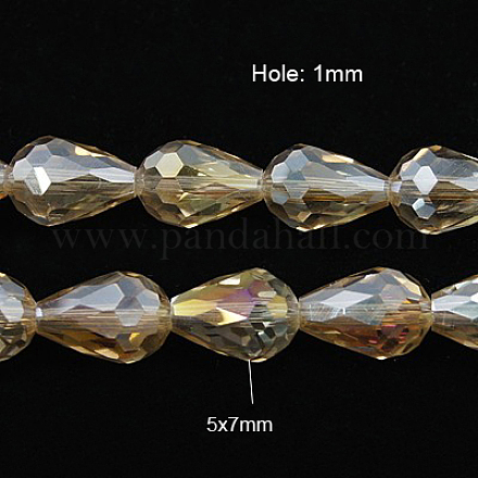 Electroplate Glass Beads Strands EGLA-D015-7x5mm-24-1