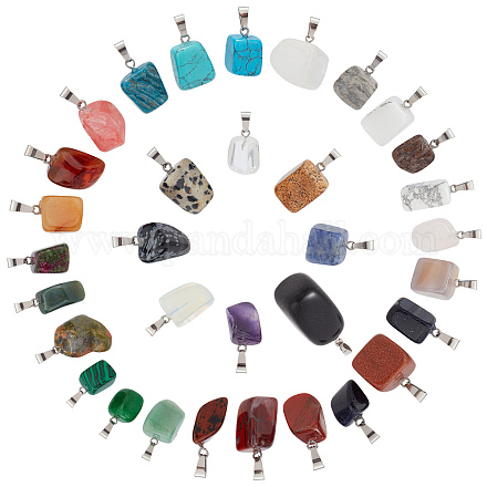 SUNNYCLUE Natural & Synthetic Mixed Gemstone Pendants G-SC0001-36-1