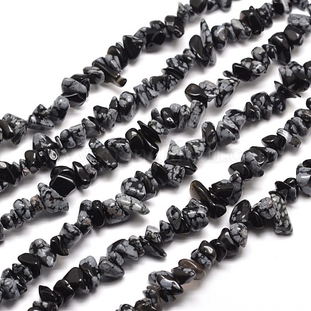 Flocon de neige puce obsidienne chapelets de perles G-M205-23-1