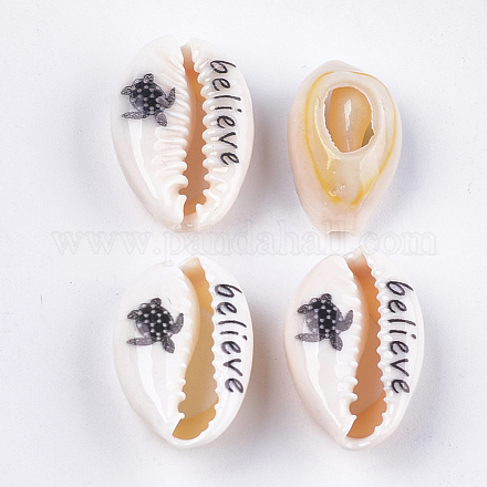 Perlas de concha de cowrie impresas SHEL-S276-10C-1
