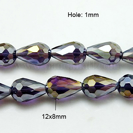 Electroplate Glass Beads Strands EGLA-D015-12x8mm-07-1