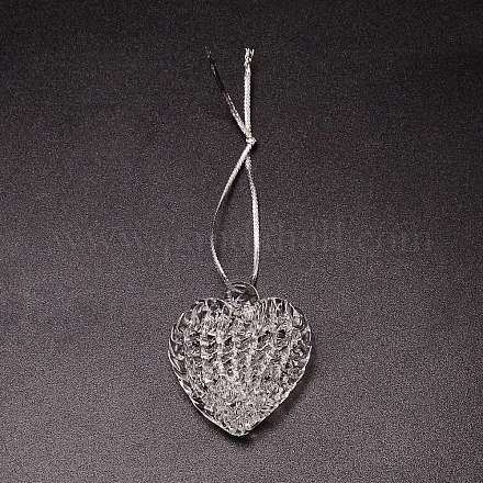 Brushed Style Heart Glass Pendant GLAA-WH0031-07B-1