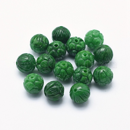 Perles naturelles en jade du Myanmar/jade birmane G-F581-09-10mm-1