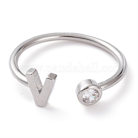 Латунные кольца из манжеты с прозрачным цирконием RJEW-Z005-V-P-1