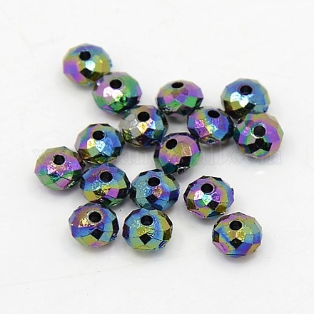 Plating Plastic Acrylic Faceted Rondelle Beads PACR-L004-06M-1
