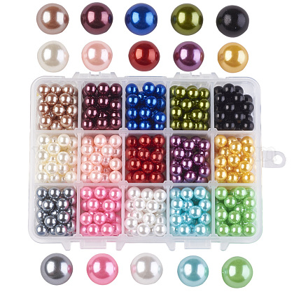 15 Colors ABS Plastic Imitation Pearl Beads SACR-JP0004-07-8mm-1