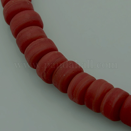 Handmade Opaque Frosted Lampwork Flat Round Beads Strands LAMP-L023-01-1