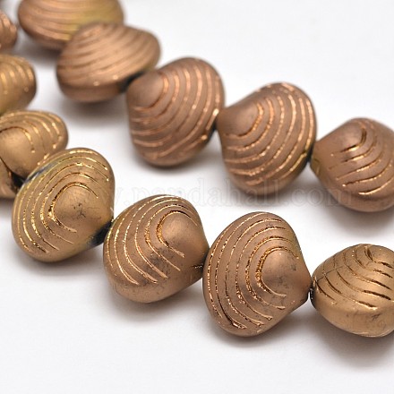 Full Plated Frosted Electroplate Glass Shell Beads Strands EGLA-M002-D04-1