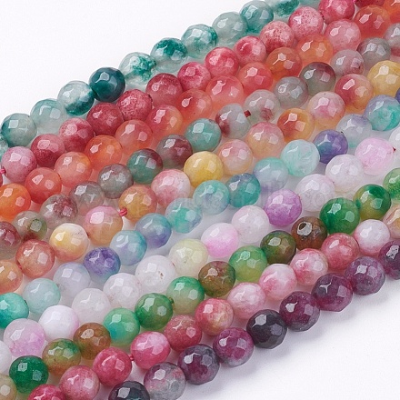 Chapelets de perles en jade naturelle à deux tons G-R166-6mm-M3-1