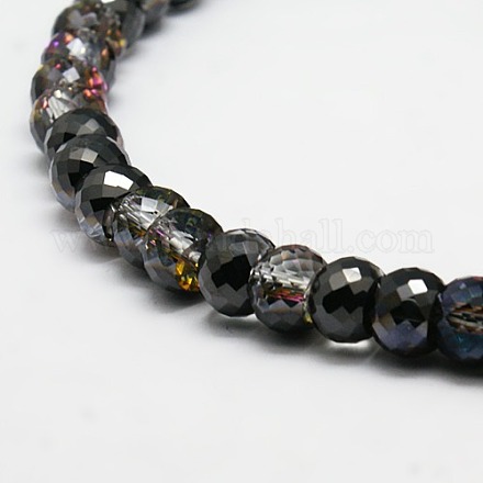 Half Plated Crystal Glass Rondelle Beads Strands EGLA-F024-C01-1
