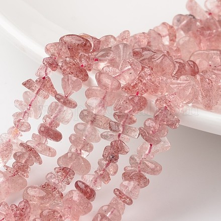 Brins de perles de quartz fraise naturelle puce G-M349-02-1