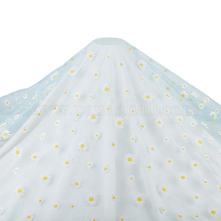 BENECREAT 4 Yard Flower Lace Fabric Daisy Nylon Tulle Light Blue Mesh Lace 59inch Garment Accessories for Veils Dress DIY-WH0349-86C-1