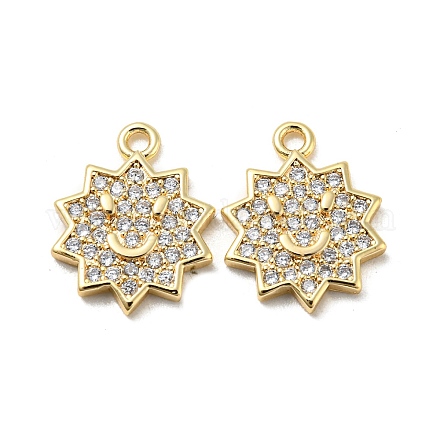 Brass Micro Pave Clear Cubic Zirconia Charms KK-H460-16G-1