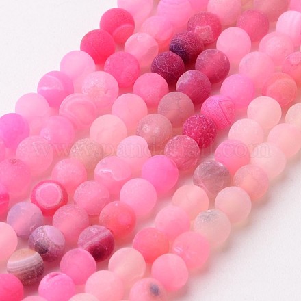 Chapelets de perle en agate naturelle patinée G-G589-4mm-10-1