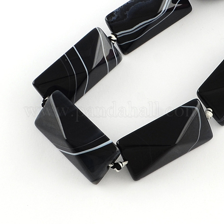 Rectangle noir naturelles perles en agate brins G-Q941-065-1
