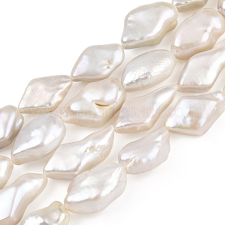 Hebras de perlas keshi de perlas barrocas naturales PEAR-S010-28-1