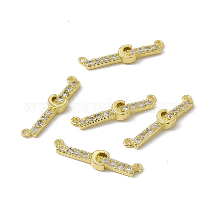 Rack Plating Brass Micro Pave Clear Cubic Zirconia Connector Charms KK-C007-37G-C-1