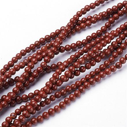 Jaspe rouge naturel ronde perles brins GSR3mmC011-1
