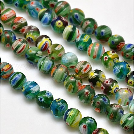 Round Millefiori Glass Beads Strands LK-P002-14-1