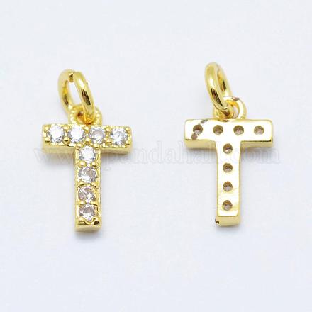 Brass Micro Pave Grade AAA Cubic Zirconia Charms ZIRC-P067-11G-T-NR-1