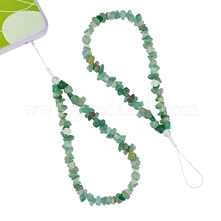 Natural Green Aventurine Chips Cell Phone Lanyard Wrist Strap HJEW-SW00018-01-1