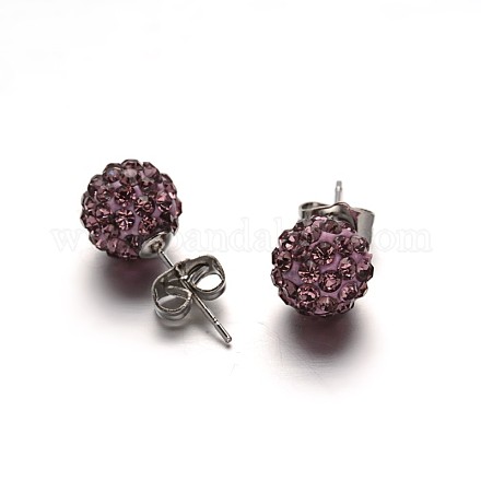 (vendita in fabbrica di feste di gioielli) orecchini a bottone con sfera di strass in argilla polimerica EJEW-F0083-01J-1