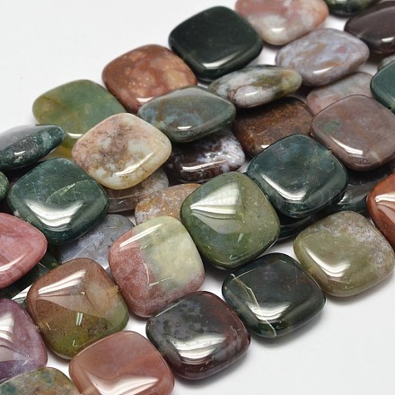 Natural Indian Agate Square Bead Strands G-M257-18x18mm-07-1