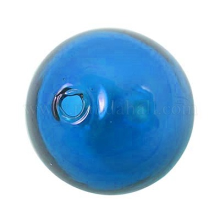 Round Handmade Blown Glass Globe Beads BLOW-D006-14mm-02-1