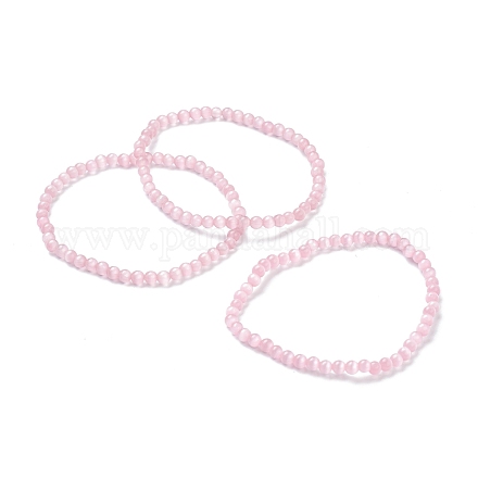 Round Cat Eye Beads Stretch Bracelets for Girl Women BJEW-A117-A-12-1