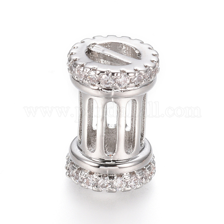 Perles de zircon cubiques transparentes micro pavées en laiton creux ZIRC-L085-53P-1