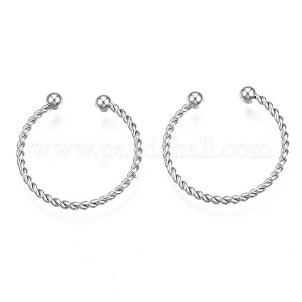 304 Stainless Steel Twist Rope Cuff Ring X-RJEW-S045-133-1