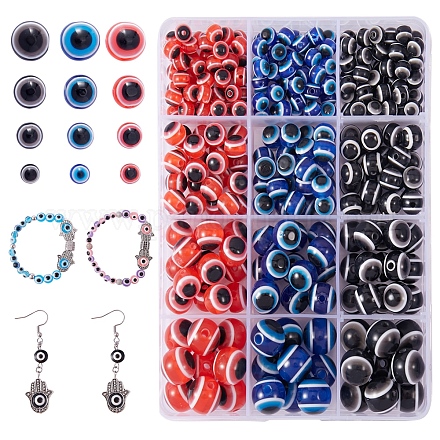 297Pcs 5 Sizes Round Evil Eye Resin Beads RESI-SZ0001-40-1