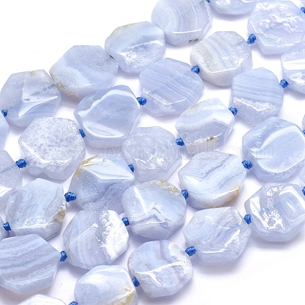 Chapelets de perles en agate avec dentelle bleue naturelle G-O170-13-1