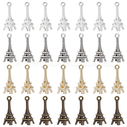 NBEADS 80 Pcs 4 Colors Eiffel Tower Pendants PALLOY-NB0002-10-1
