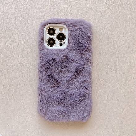 女性の女の子のための暖かい豪華な携帯電話ケース  iphone13 proのプラスチック冬用カメラ保護カバー  紫色のメディア  14.67x7.15x0.765cm COHT-PW0001-06B-05-1