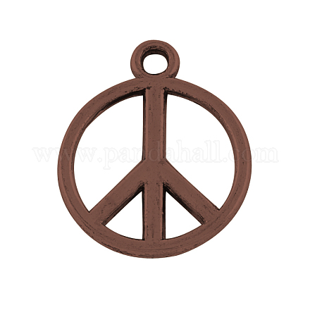 Tibetan Style Alloy Peace Symbol Pendants TIBEP-A3482-R-NR-1