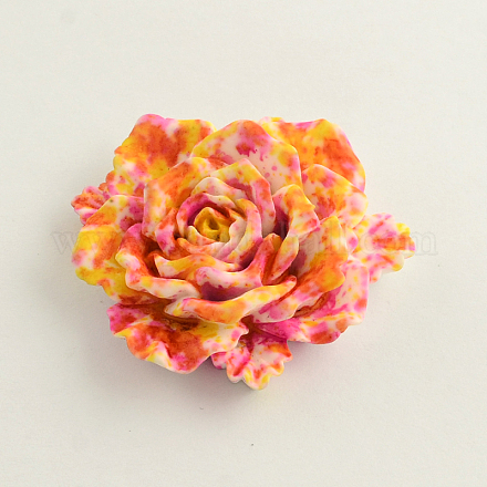 Flower Spray Painted Resin Cabochons CRES-R138-11-1