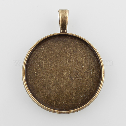 Supports pendant d'alliage cabochon rond plat PALLOY-N0088-26AB-NF-1