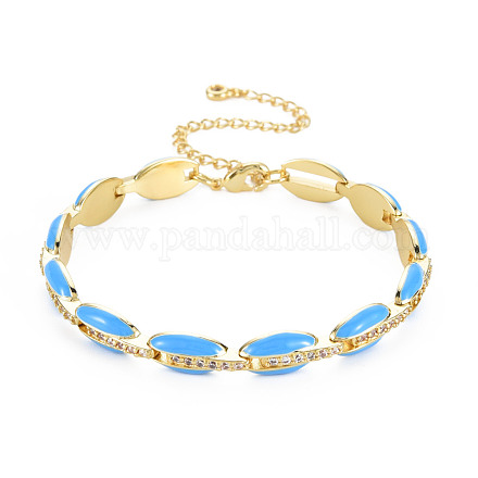 Brass Micro Pave Cubic Zirconia Link Chain Bracelet for Women BJEW-T020-05G-02-1