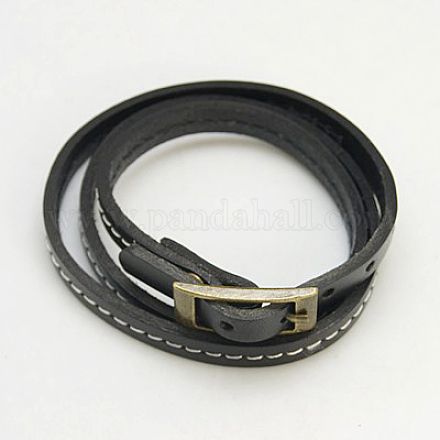 Bracelets triple enveloppe en cuir BJEW-C299-2-1