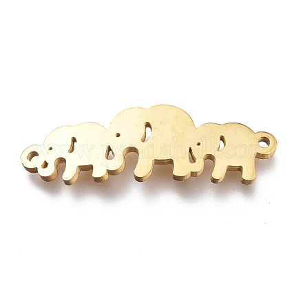 304ステンレス鋼リンクコネクター  レーザー切断  母と赤ちゃんの象の形  母の日のために  ゴールドカラー  8x25x1mm  穴：1mm X-STAS-O128-26G-1