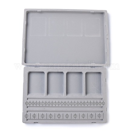 プラスチック植毛ブレスレットビーズデザインボード  4 ブレスレット デザイン チャンネル付き  4 凹部分  インチとセンチメートルのマーク  取り外し可能なカバー  グレー  28.5x19.5x1.7cm X-ODIS-Z001-01-1