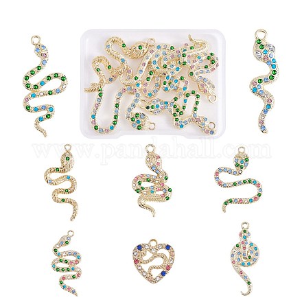 16 pièce pendentif à breloques serpent en alliage zircone cubique pendentif animal couleur mixte pour bijoux collier boucle d'oreille fabrication artisanat JX732A-1