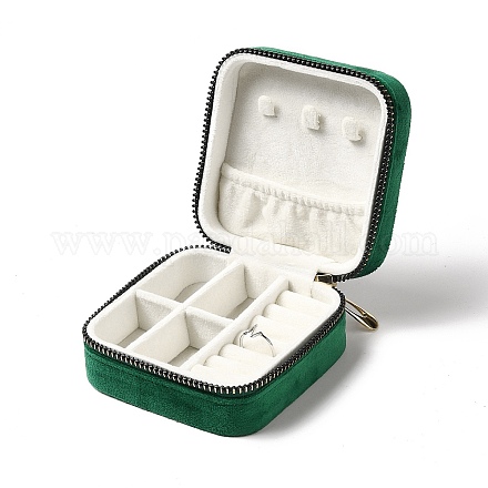 Cajas de cremallera de joyería de terciopelo cuadrado VBOX-C003-01A-1