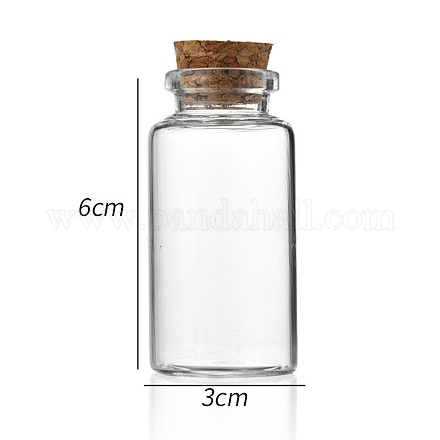 ガラス瓶  コルクプラグ付き  ウィッシングボトル  コラム  透明  3x6cm  容量：25ml（0.85fl.oz） CON-WH0085-71C-1