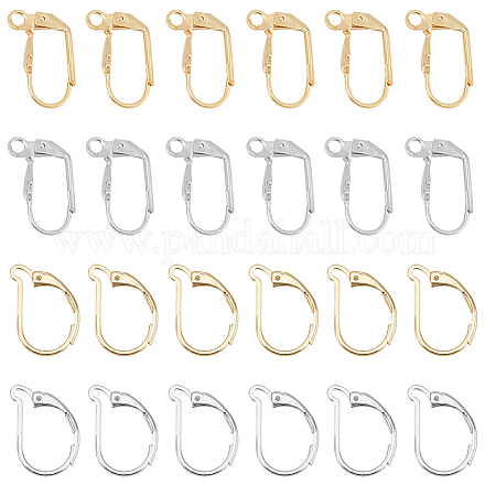 DICOSMETIC 40Pcs 2 Styles Lever Back Earring Findings Goldan and Silver Leverback Earwire Circle Earring Hooks Brass Leverback Earrings for DIY Earring Making KK-DC0002-15-1